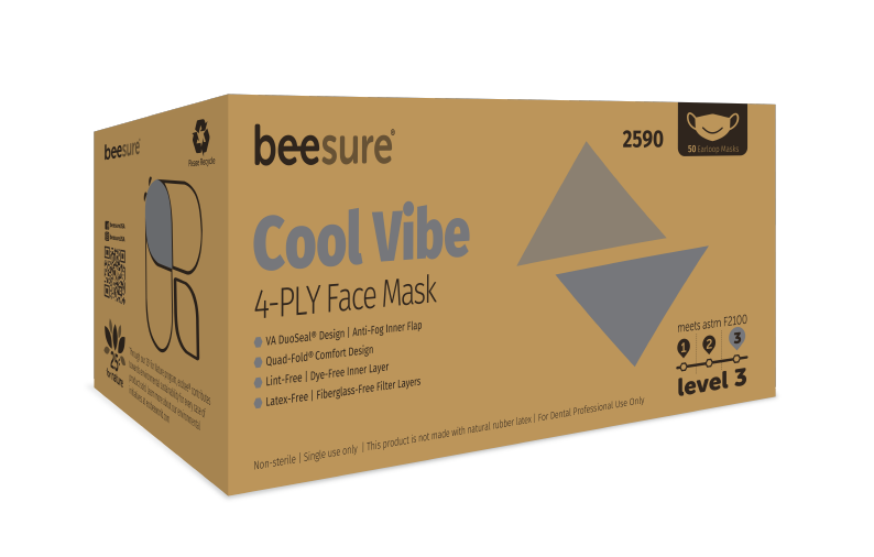 Image - Cool Vibe 4-Ply Lvl 3 Face Mask Grey, 50/bx, 8 bx/cs