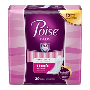 Image - Poise Pads, Maximum, Long, 39/pk, 2 Pks/cs Tampon